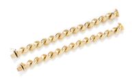 A Pair of 14 Karat Yellow Gold San Marco Link Bracelets, 44.00 dwts.