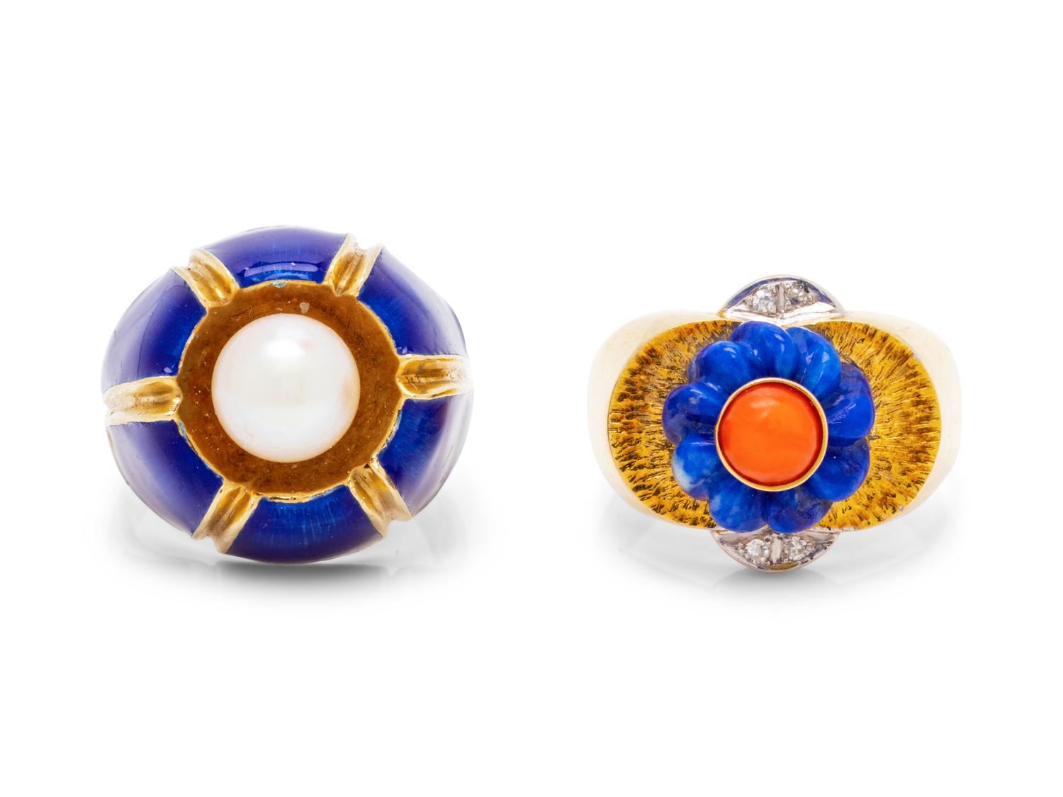 A Collection of 14 Karat Yellow Gold Rings,