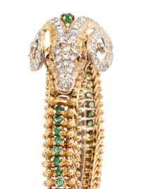 YELLOW GOLD, EMERALD AND DIAMOND BRACELET