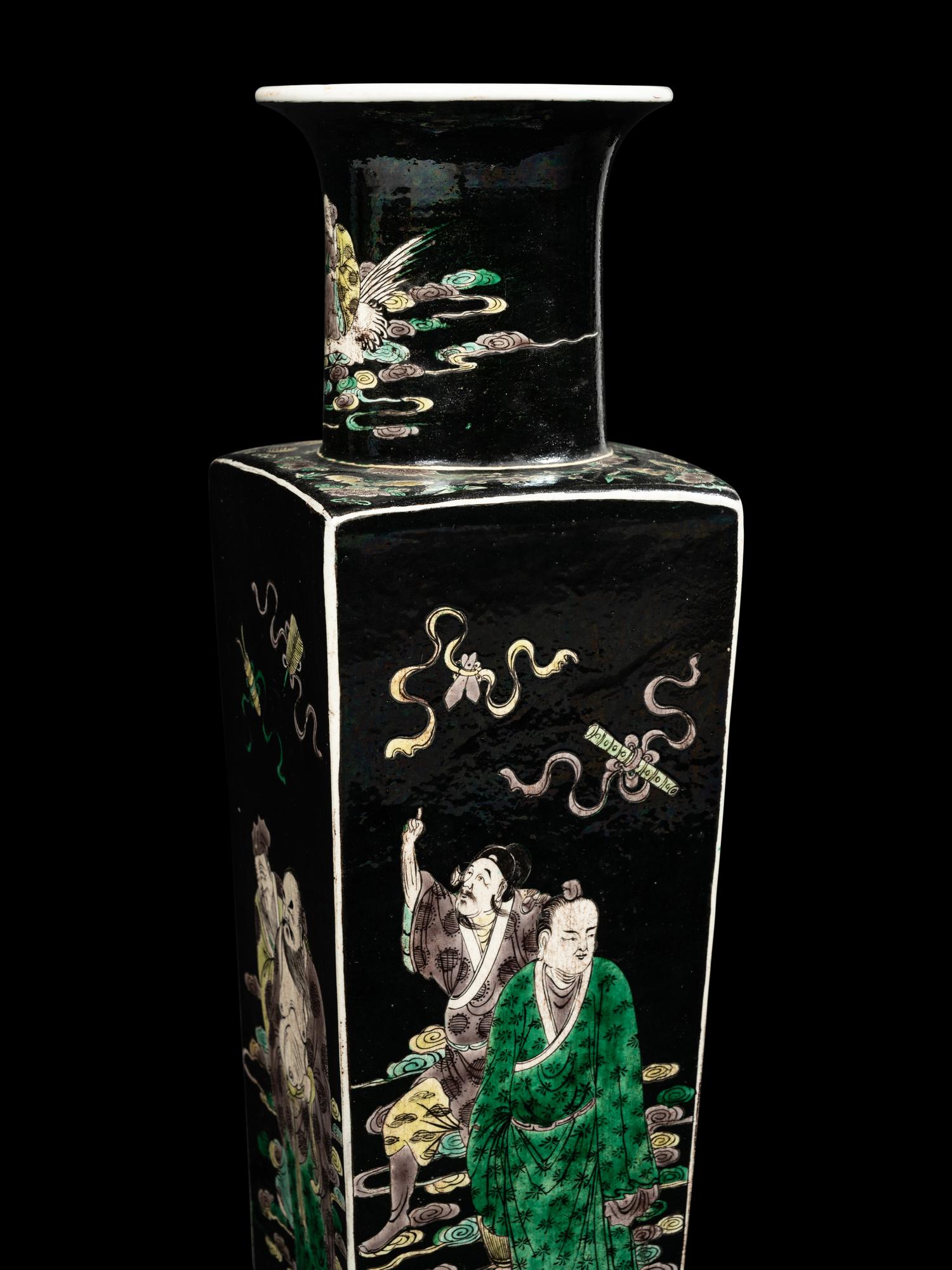 A Famille Noire Porcelain 'Immortals' Vase