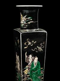 A Famille Noire Porcelain 'Immortals' Vase