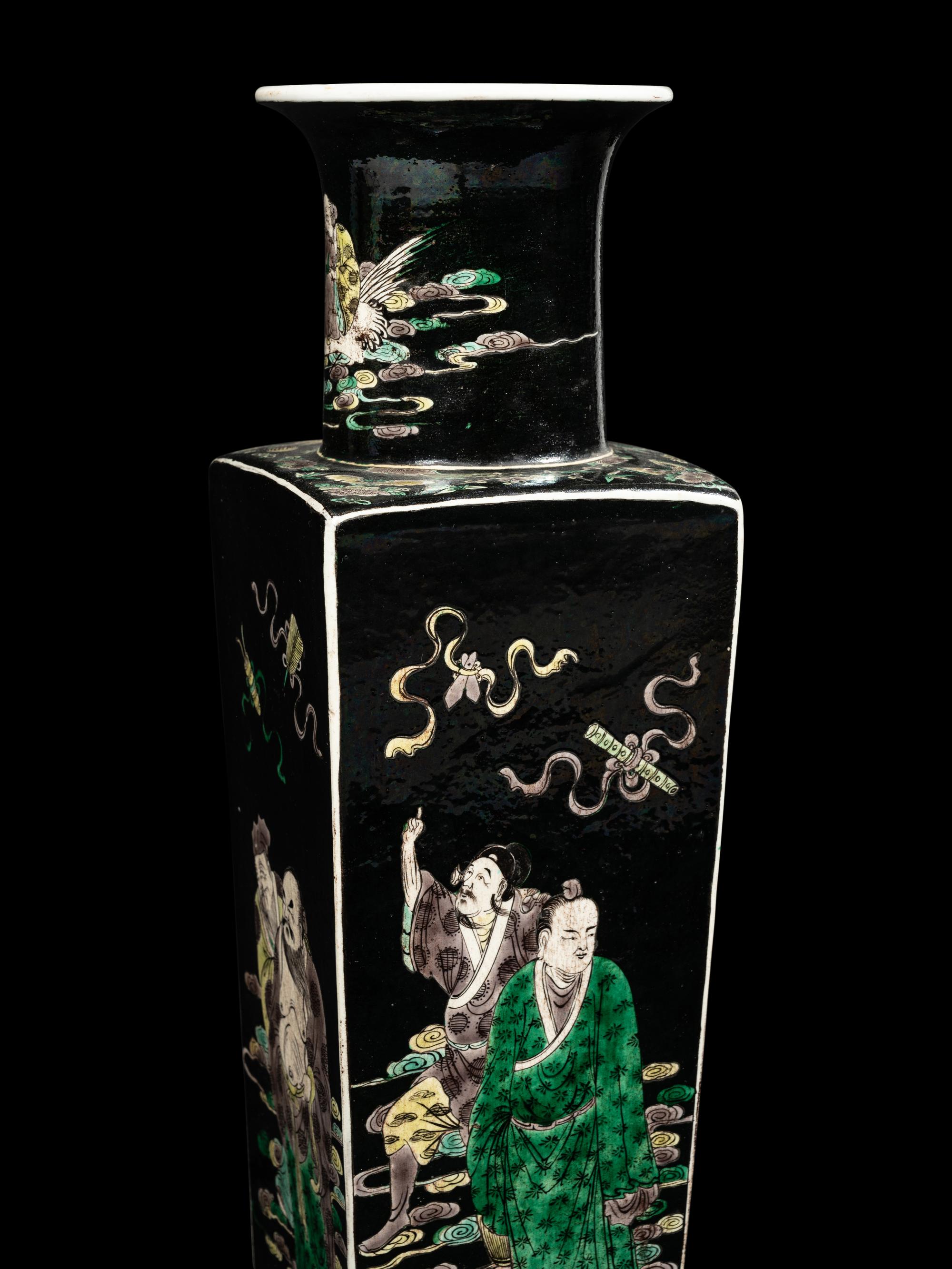 A Famille Noire Porcelain 'Immortals' Vase