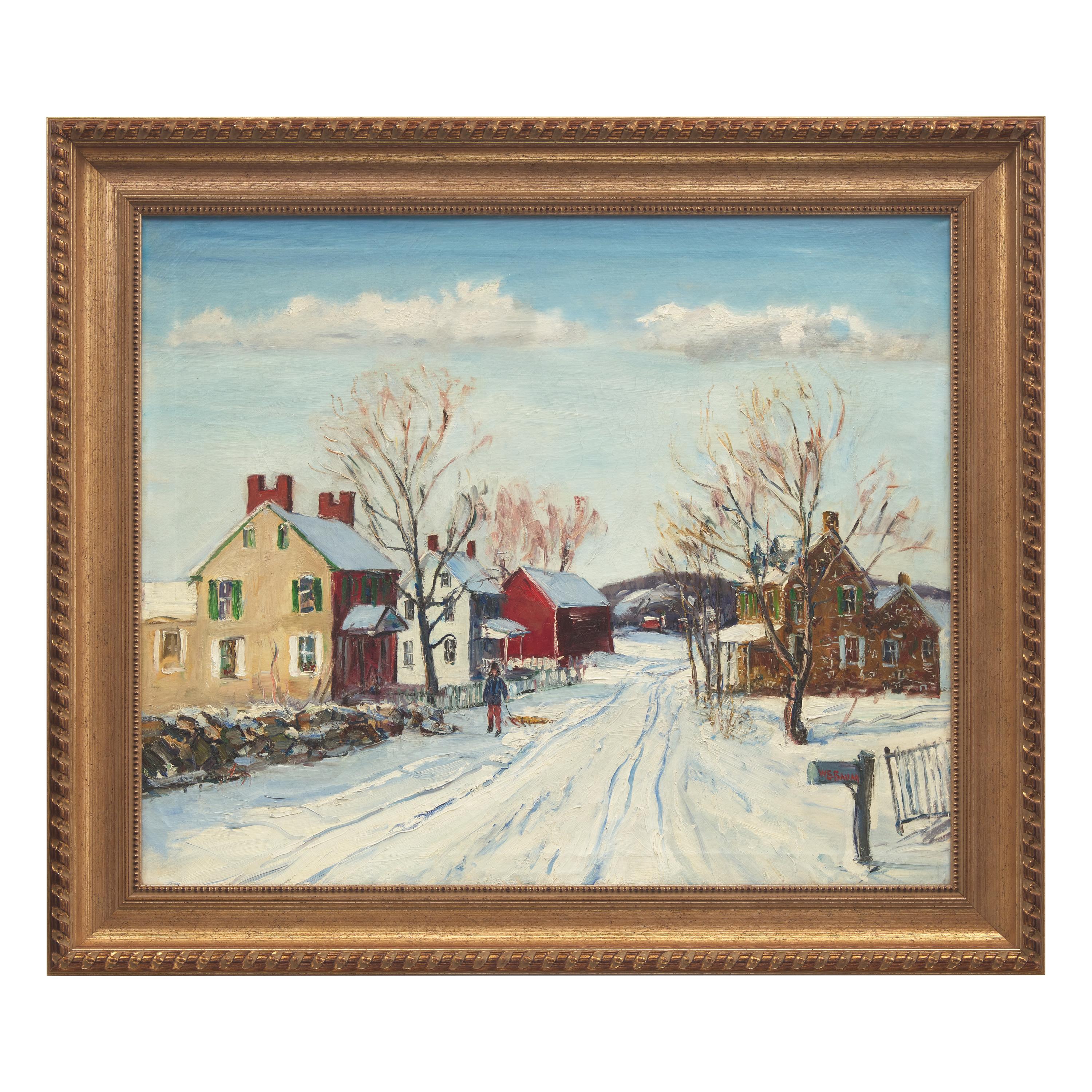 Walter Emerson Baum (American, 1884-1956) — Sledding in Winter, 1946