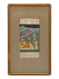 A Collection of Six Persian Miniature Paintings in Giltwood Frames