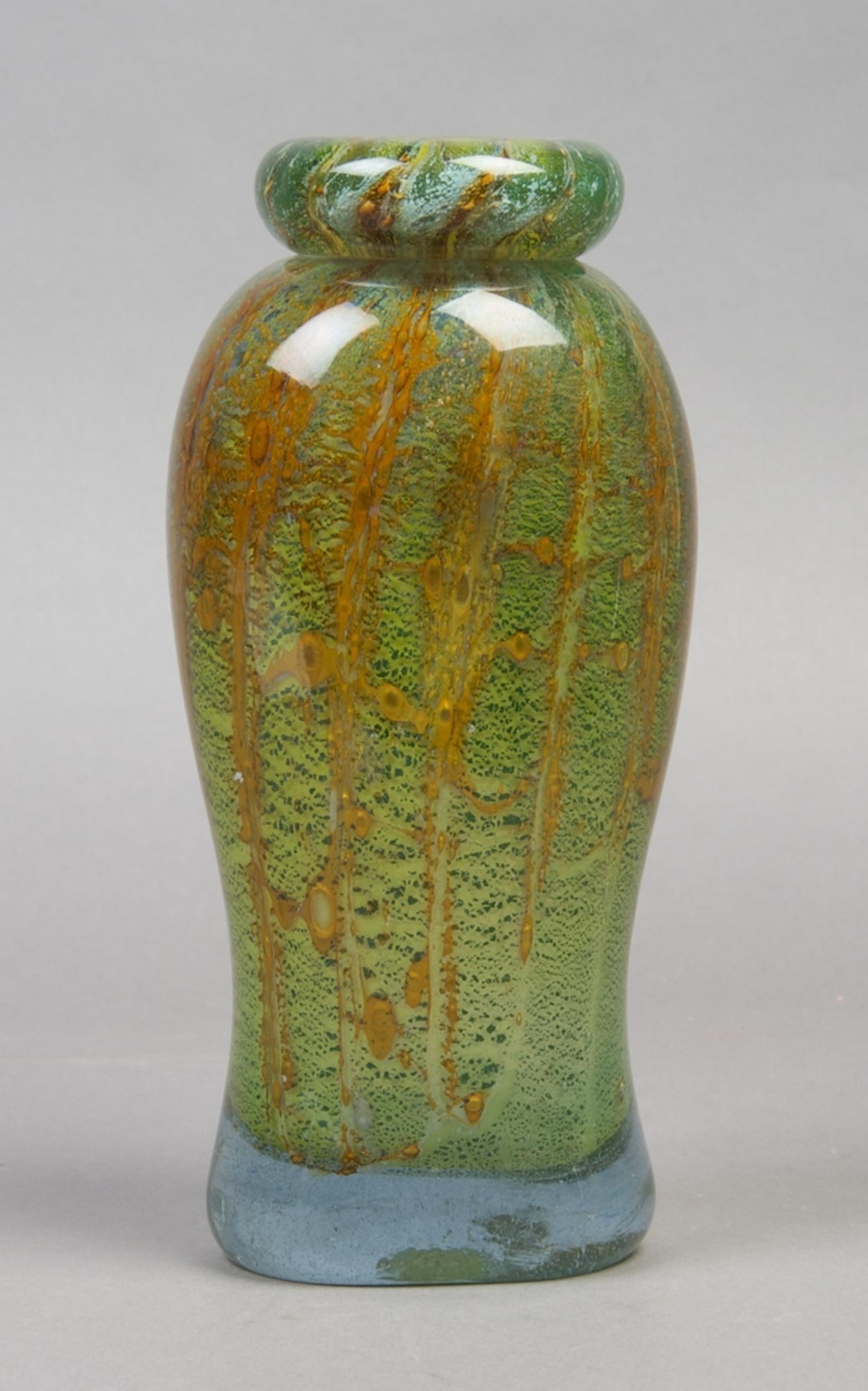 A Contemporary Cased Glass Vase, Height 7 7/8 inches.
