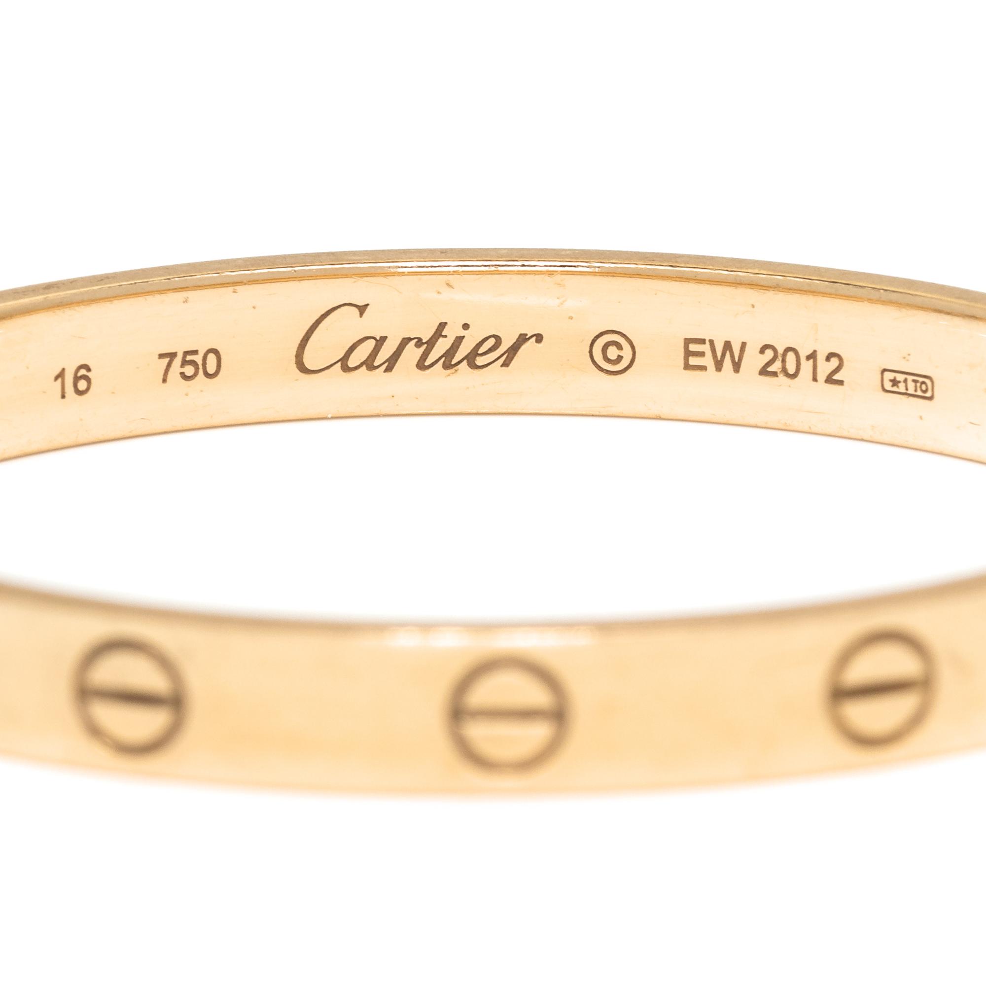 CARTIER, YELLOW GOLD 'LOVE' BANGLE BRACELET