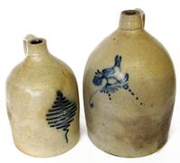 Cobalt decorated stoneware jug a. white & son, utica, ny