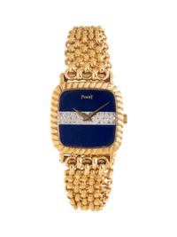PIAGET, REF. 9907 18K YELLOW GOLD, LAPIS LAZULI AND DIAMOND WRISTWATCH