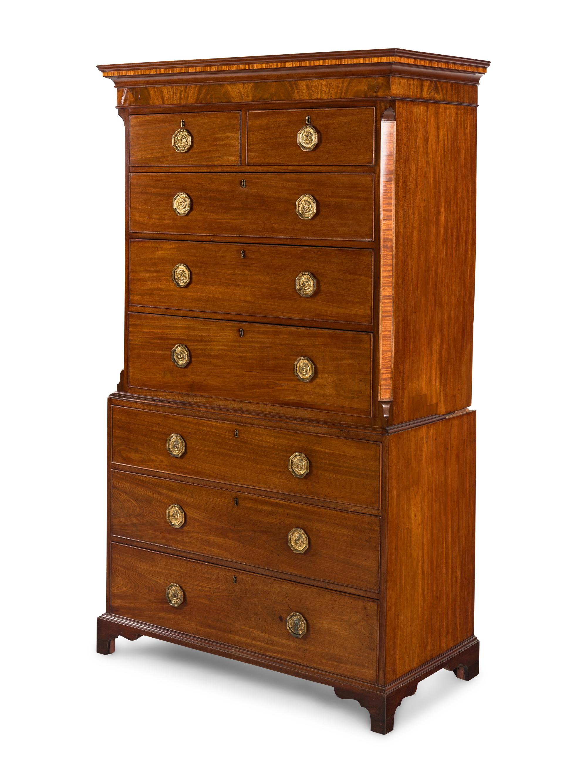 A Late George III Mahogany Chest on Chest