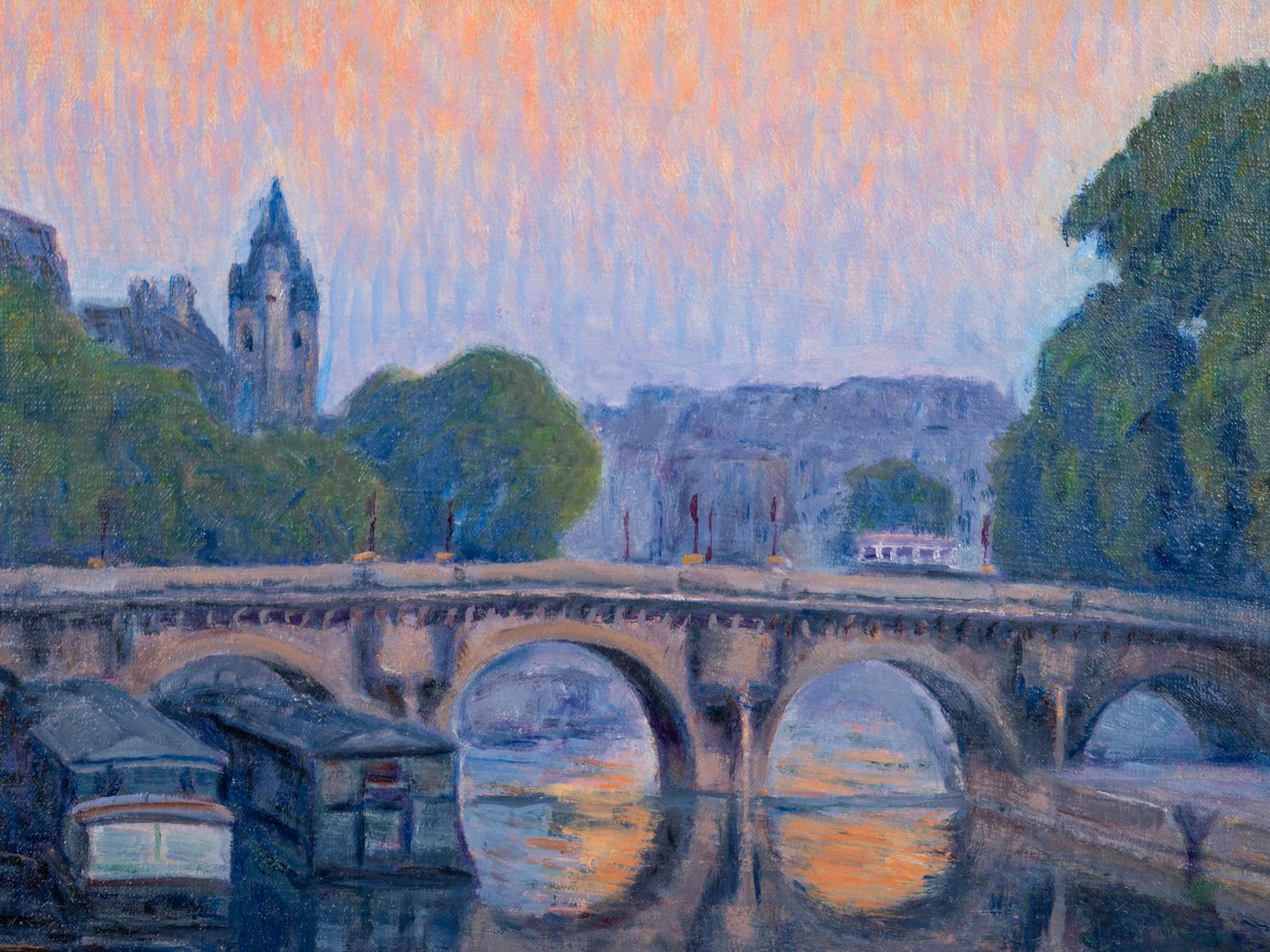 Crépuscule, lever de lune sur le pont Neuf