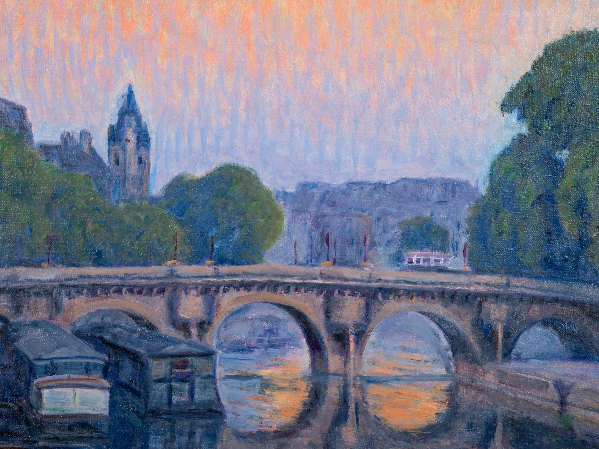 Crépuscule, lever de lune sur le pont Neuf