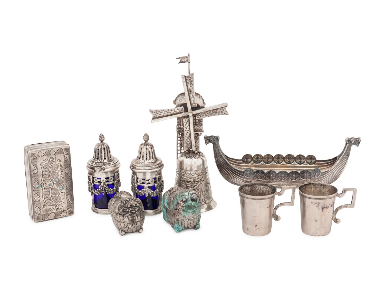 A Group of Nine Silver Table Articles