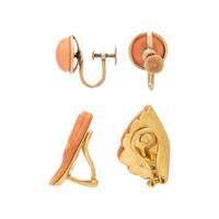 COLLECTION OF CORAL EARCLIPS