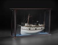 A Painted Wood Cased Steamboat Model