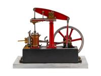 A Painted Metal Single Stroker's Engine and Flywheel Scale Model