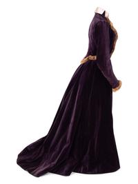 Silk Velvet Two-Piece Dress Ensemble Trimmed with Fur, 1900