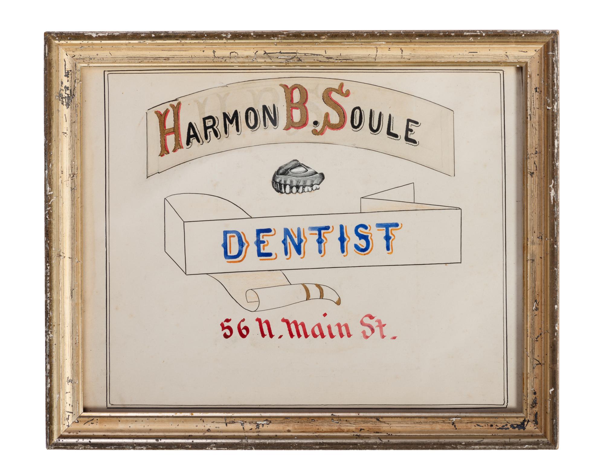 Five Framed Specialty Shop Advertising Hand Colored Prints and Watercolors