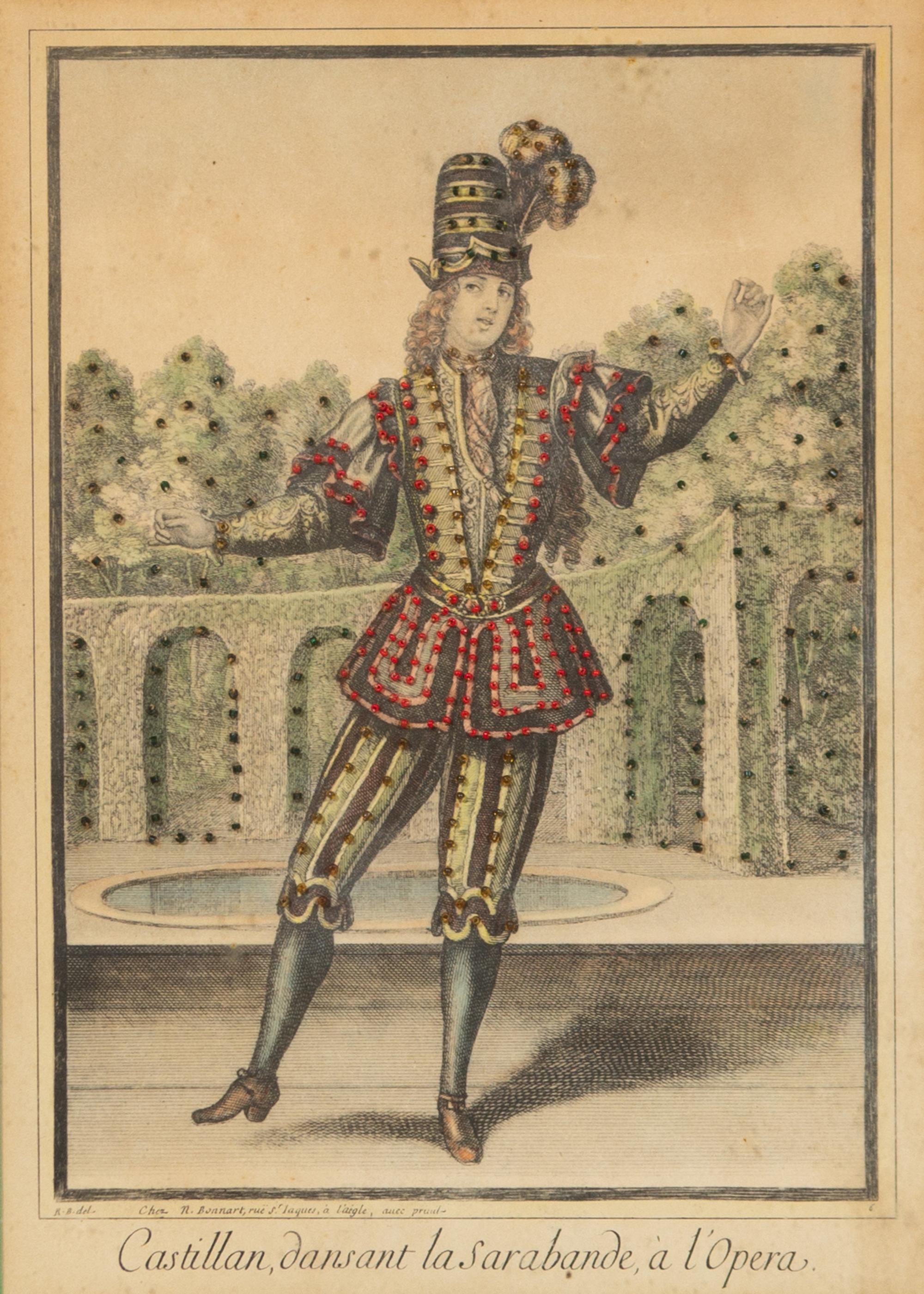 A Pair of Gilt Framed Hand Colored Gravure Prints