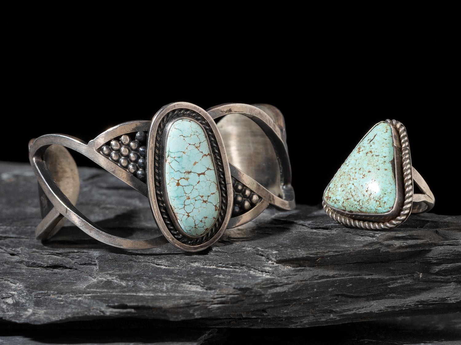 Sterling Silver and Turquoise Cuff Bracelet, PLUS