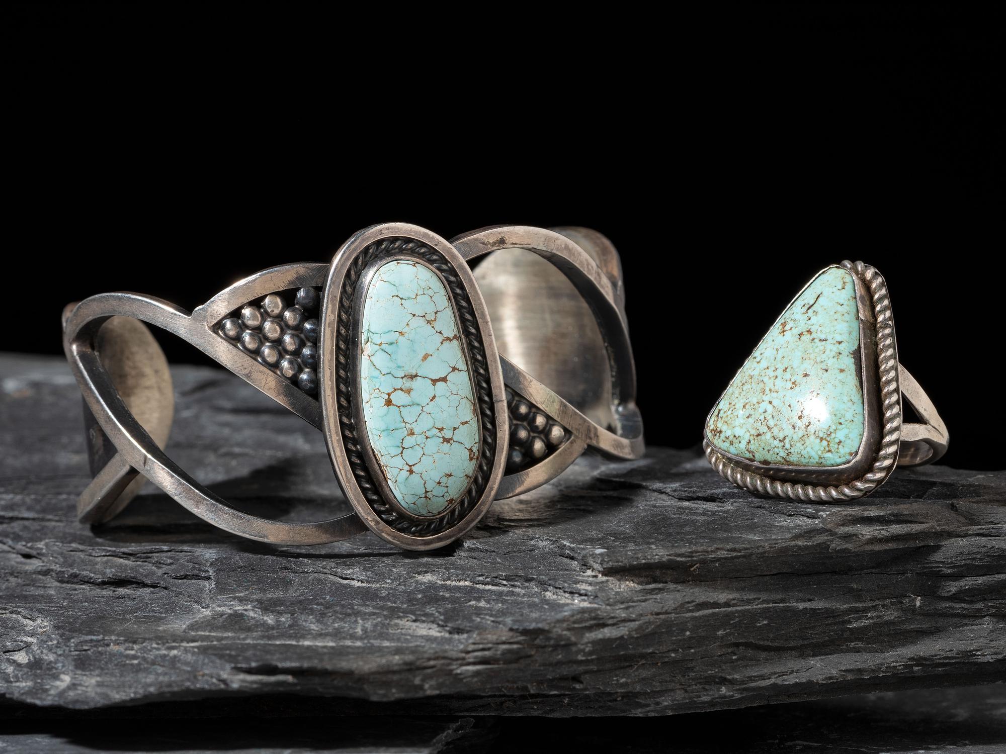 Sterling Silver and Turquoise Cuff Bracelet, PLUS