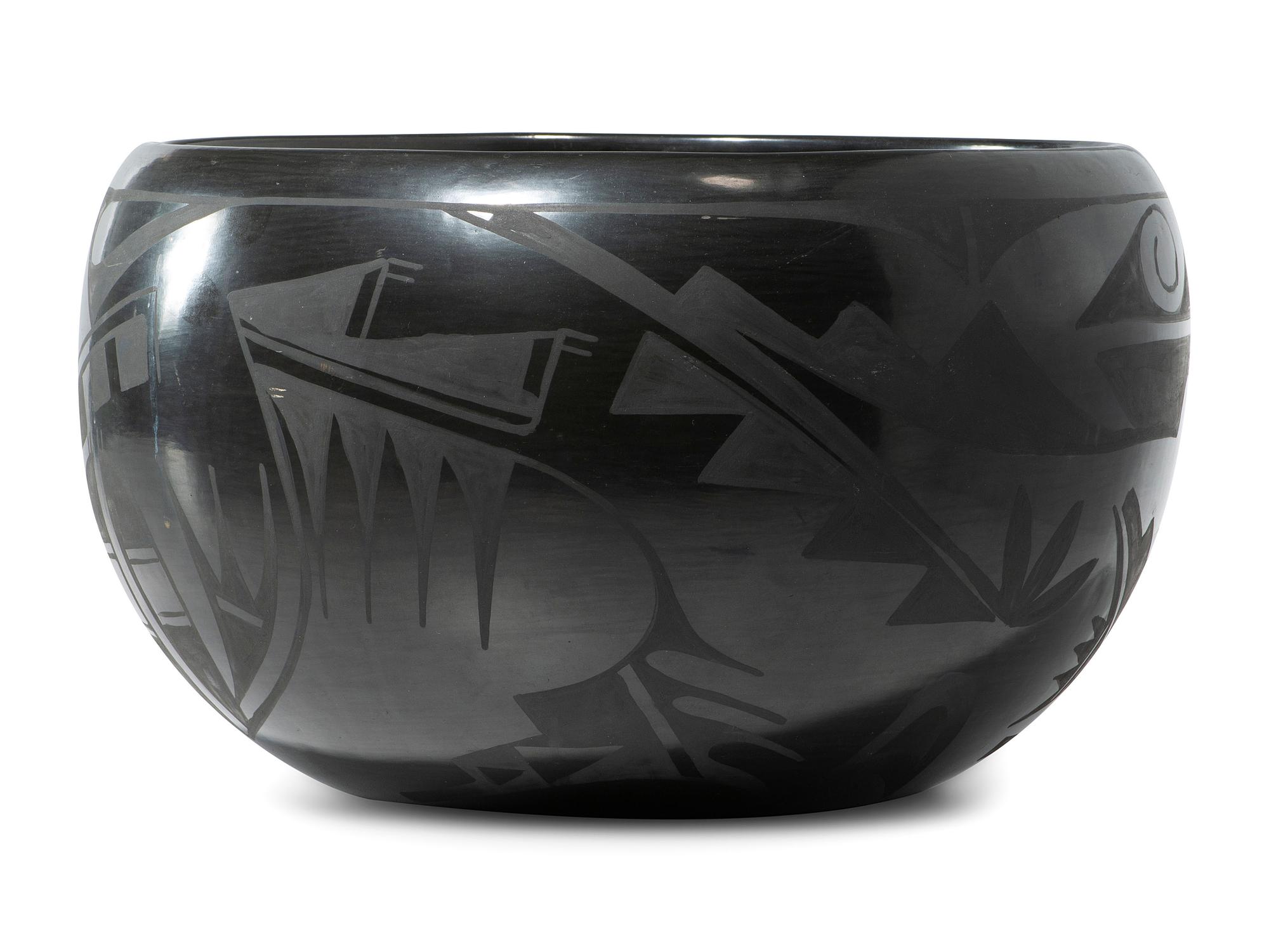Blackware Pottery Bowl and Charger