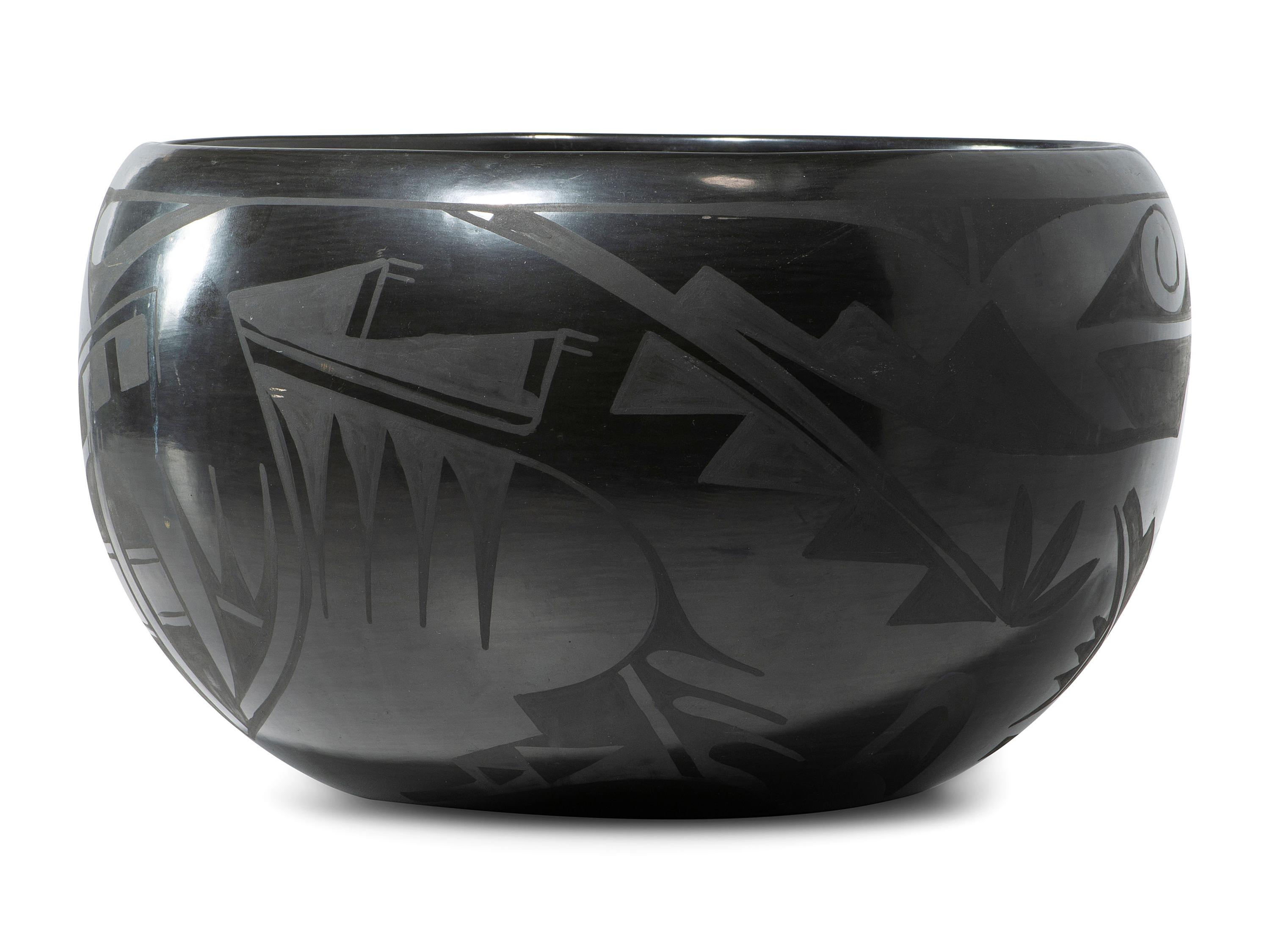 Blackware Pottery Bowl and Charger