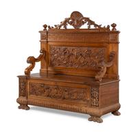 A French Carved Walnut Hall Bench