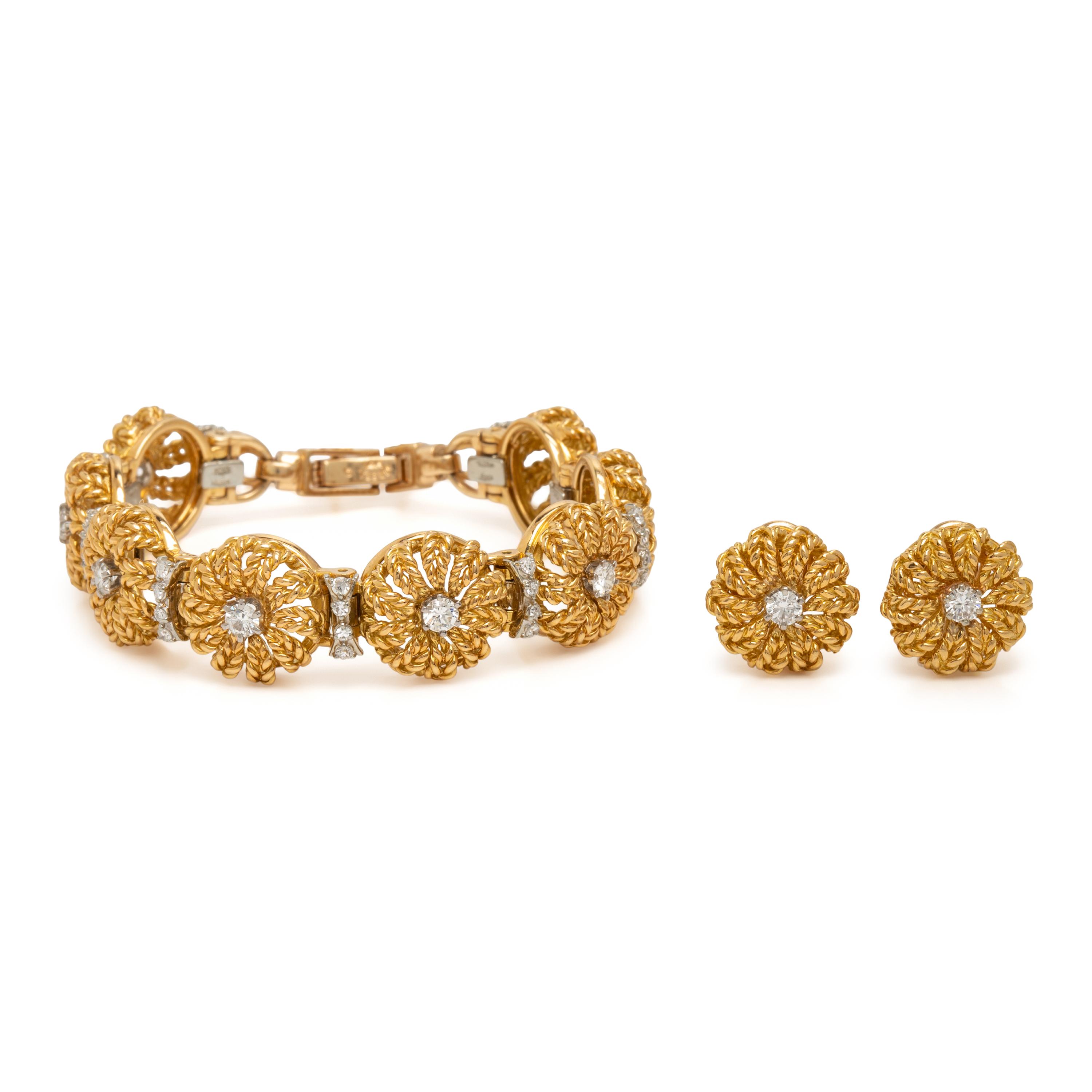 Jabel, Yellow Gold and Diamond Bracelet and Earrings