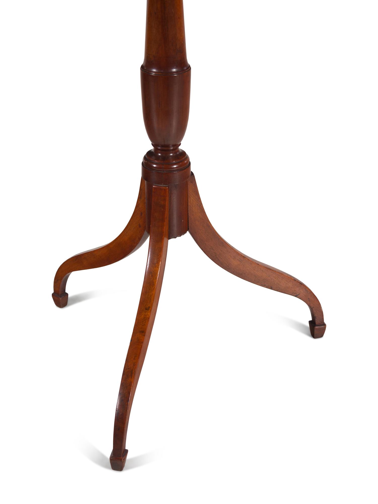 A Federal Figured and Chip-Carved Cherrywood Candlestand