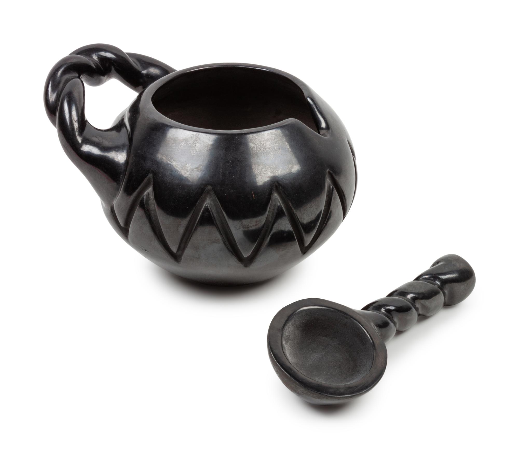 Blackware Bean Pot and Ladle