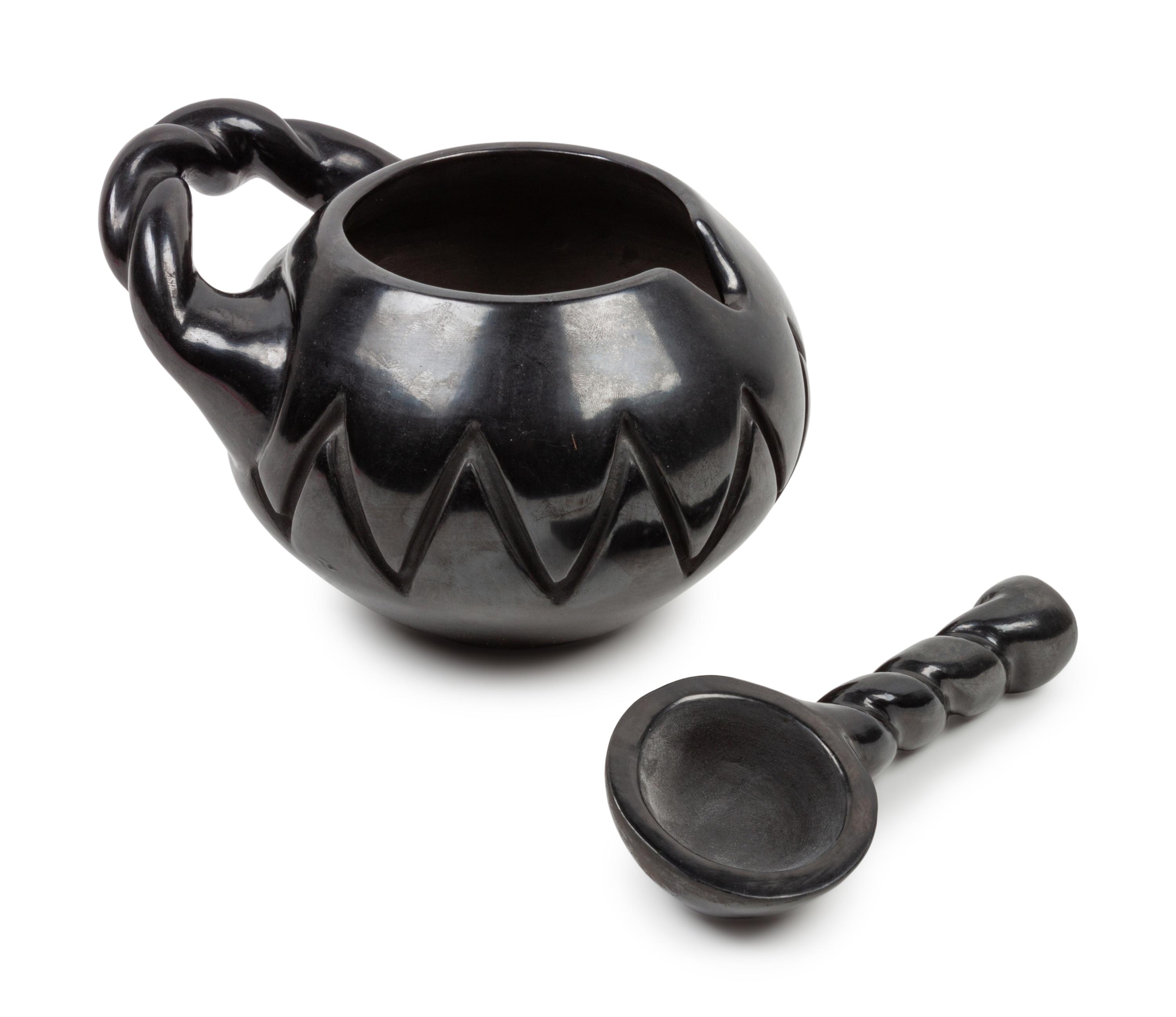 Blackware Bean Pot and Ladle