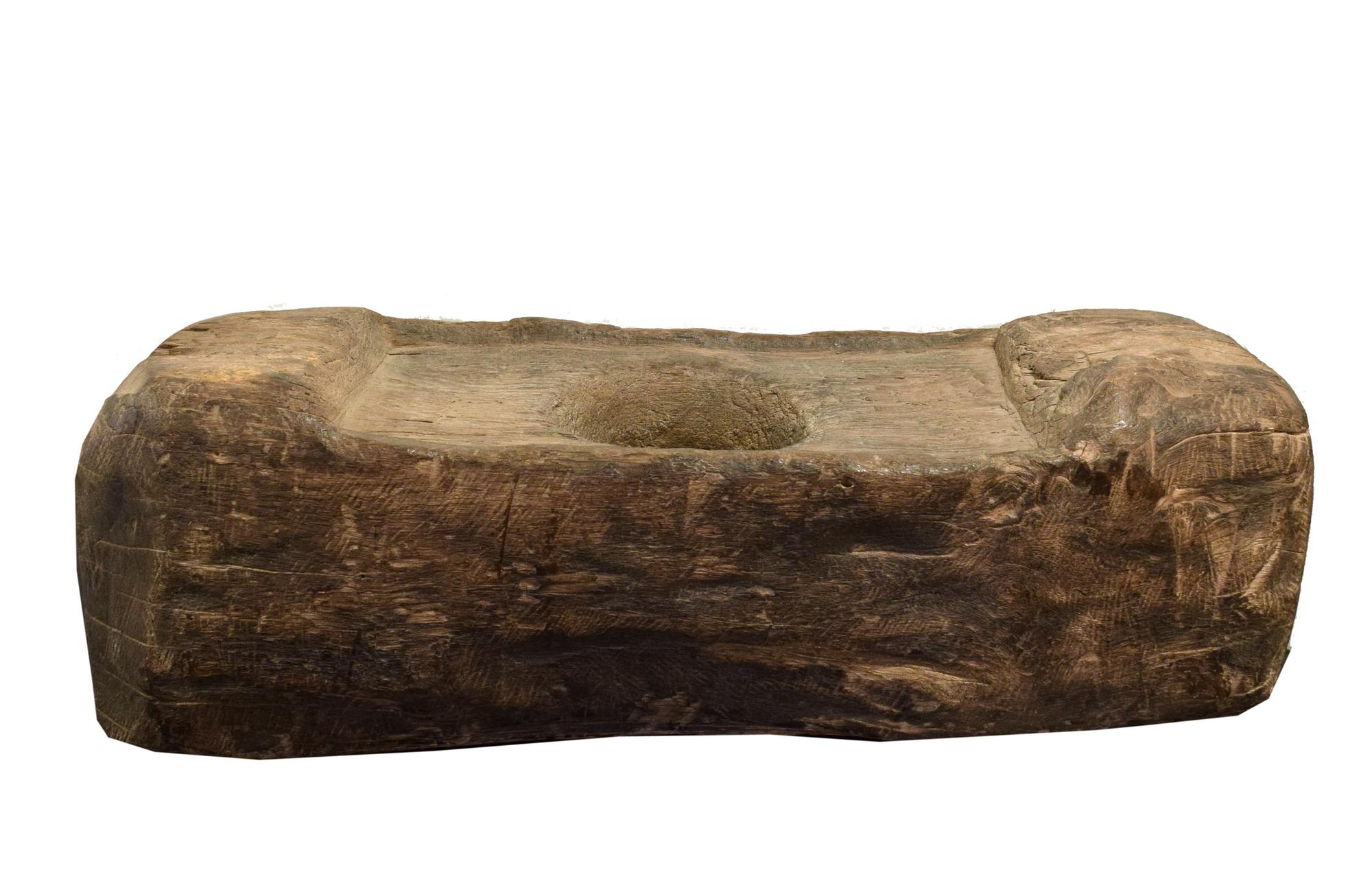 A Primitive Wood Mortar 29" W x 10" D x 10" H — Argentina, 19th Century