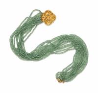 KATY BRISCOE, GREEN QUARTZ TORSADE 'SACRED SPIRALS' NECKLACE