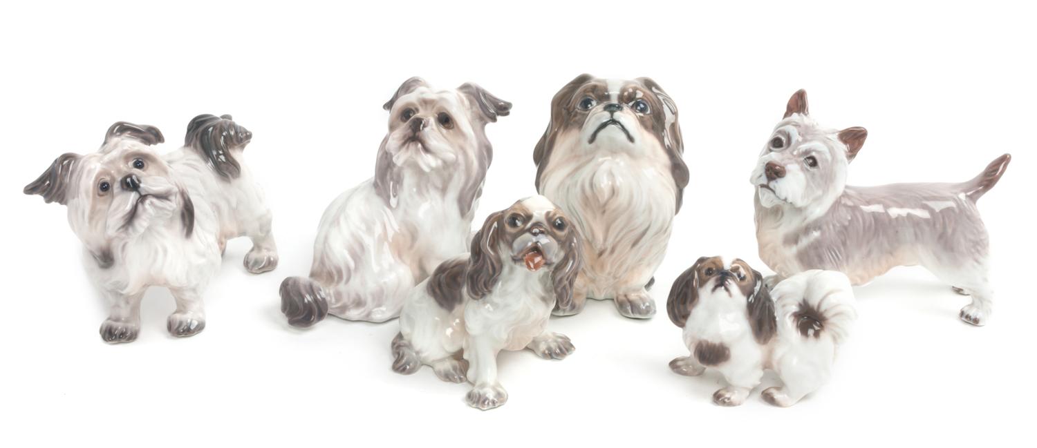 Six Dahl Jensen Copenhagen Porcelain Figures Width of widest 5 3/4 inches. — 20TH CENTURY