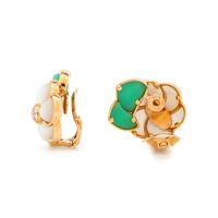 VAN CLEEF & ARPELS, HARDSTONE AND DIAMOND FLOWER EARCLIPS