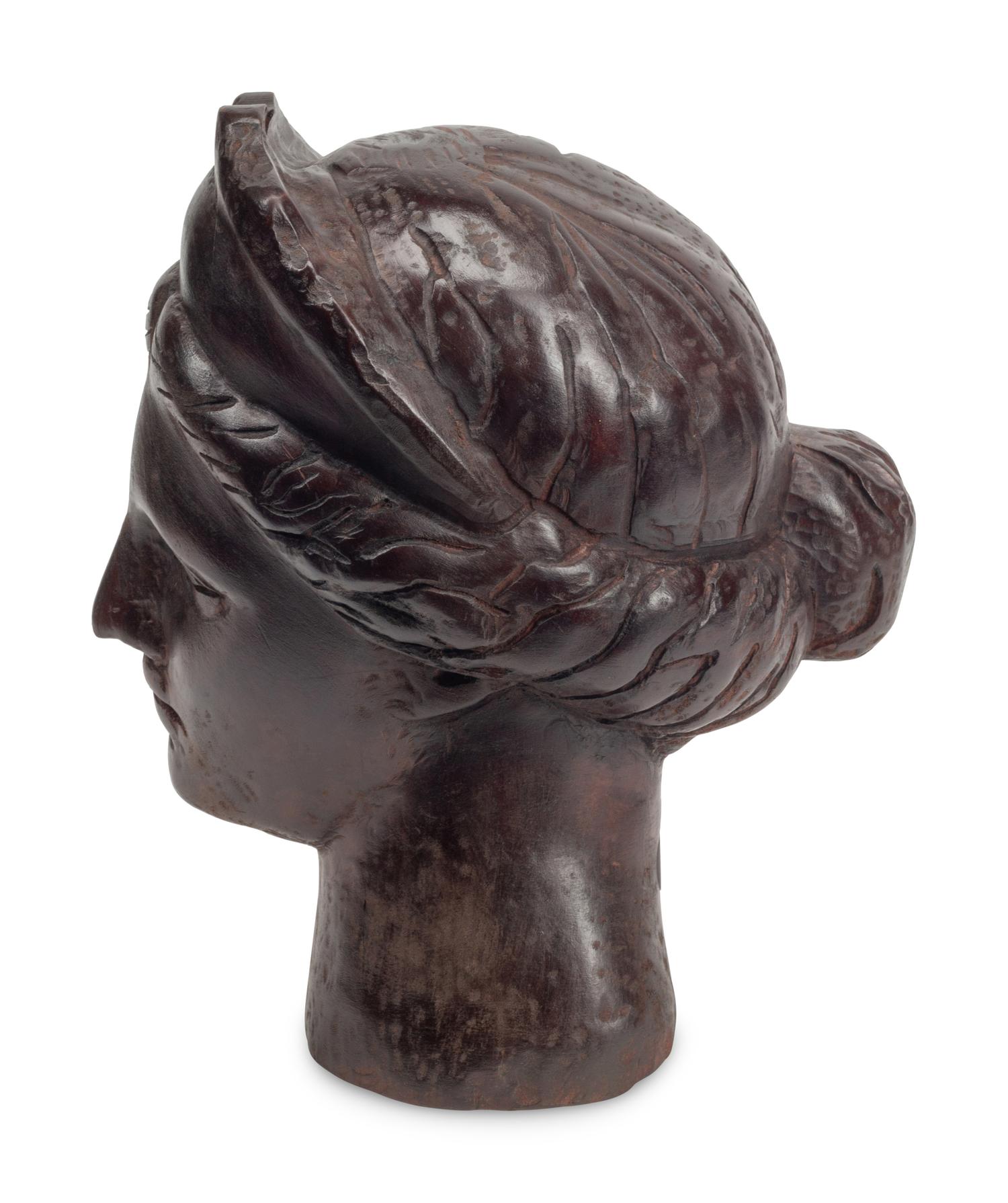 A Carved and Painted Wood Bust of Aphrodite