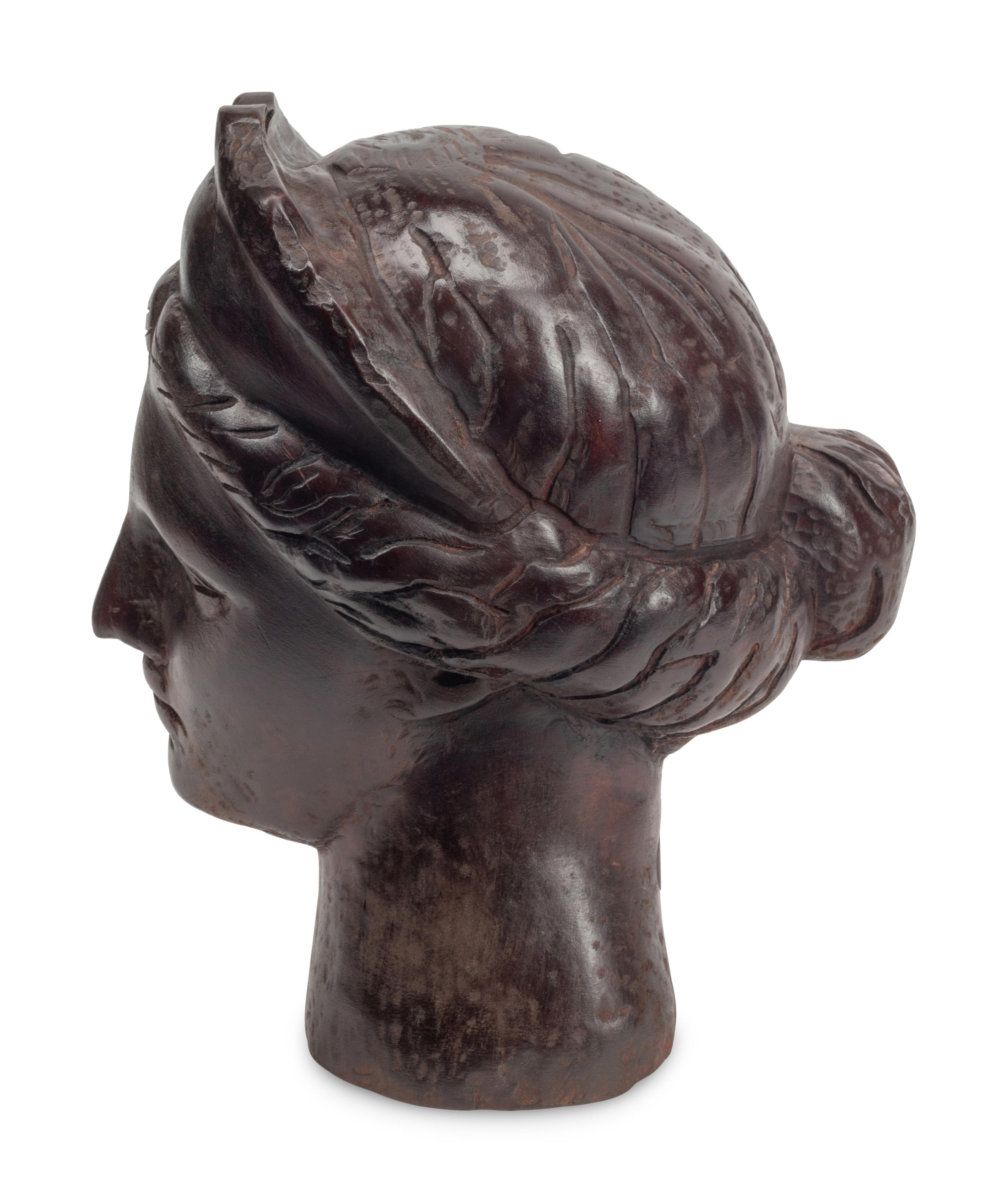 A Carved and Painted Wood Bust of Aphrodite