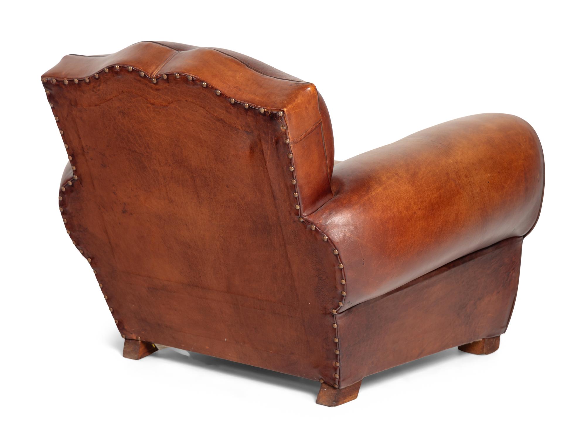 An Art Deco Three-Piece Leather Seating Suite