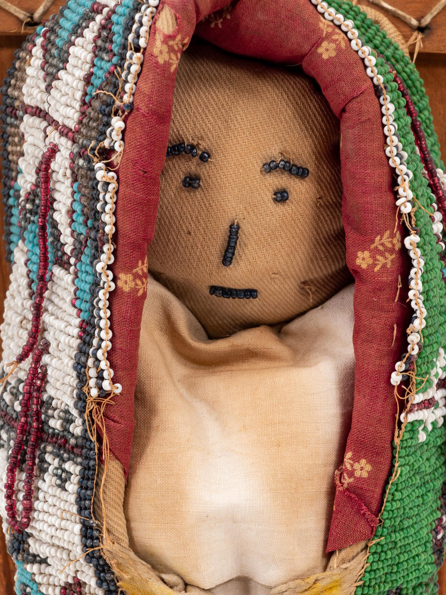 Kiowa Loom-Beaded Hide Toy Cradle, with Doll