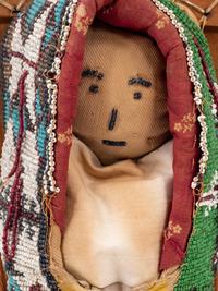 Kiowa Loom-Beaded Hide Toy Cradle, with Doll