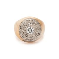 YELLOW GOLD, PLATINUM AND DIAMOND BOMBE RING