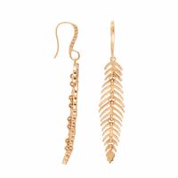 Diamond and Rose Gold Articulated Feather Earrings