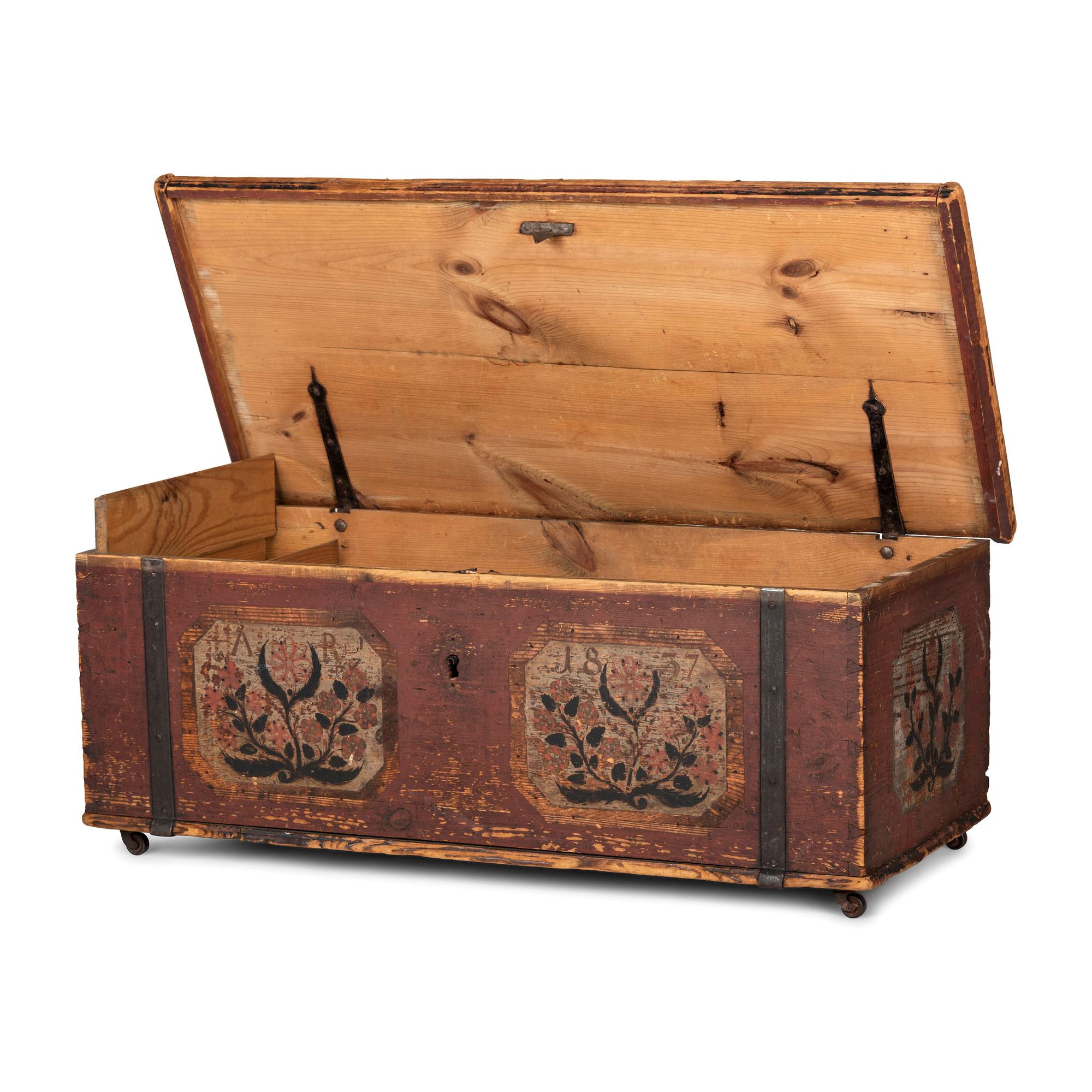 A Northern European Painted Pine Blanket Chest