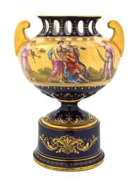 A Vienna Porcelain Urn, Height 11 inches.