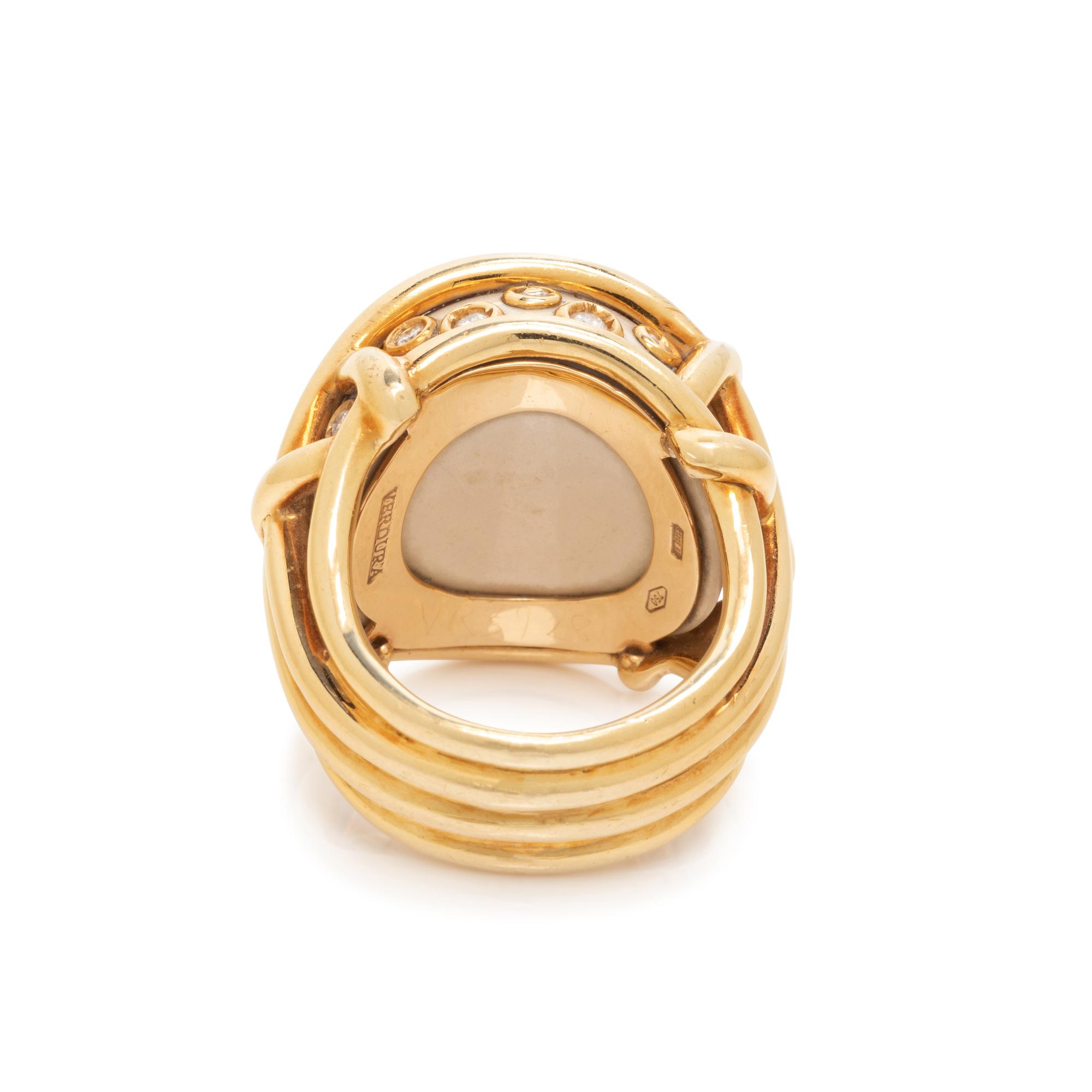 VERDURA, YELLOW GOLD, COCHOLONG AND DIAMOND 'POLKA DOT' RING