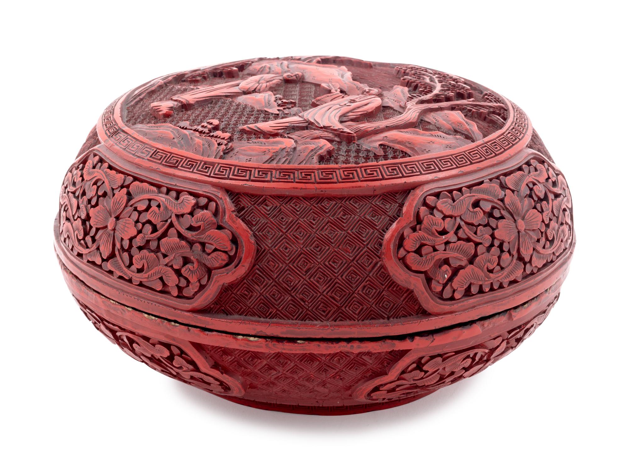 A Chinese Cinnabar Lacquer Circular Covered Box