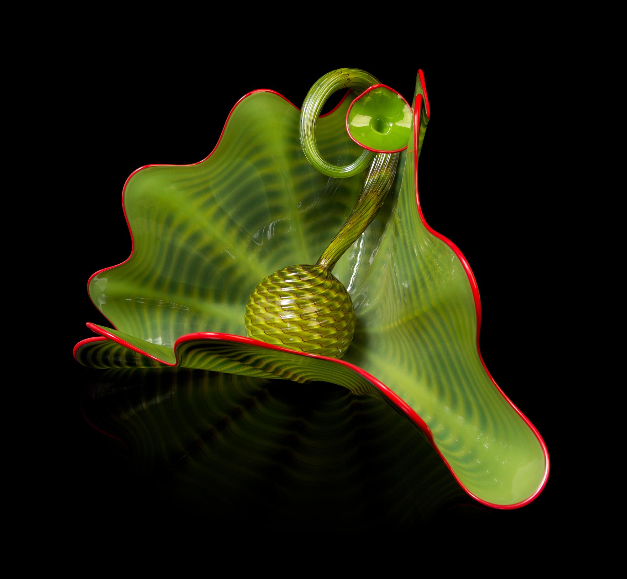 Dale Chihuly, (American, b. 1941), Two-Piece Persian Glass Set in Parrot Green, 2001, with a lucite case
