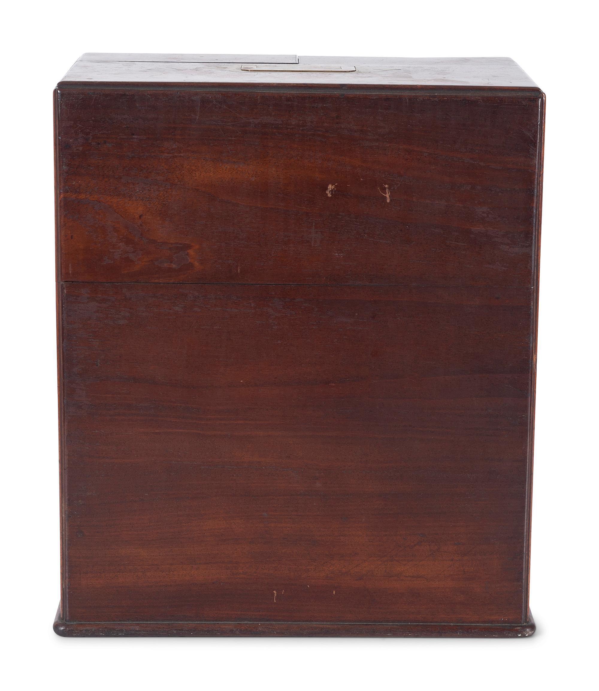 A Regency Brass Mounted Mahogany Traveling Apothecary Chest