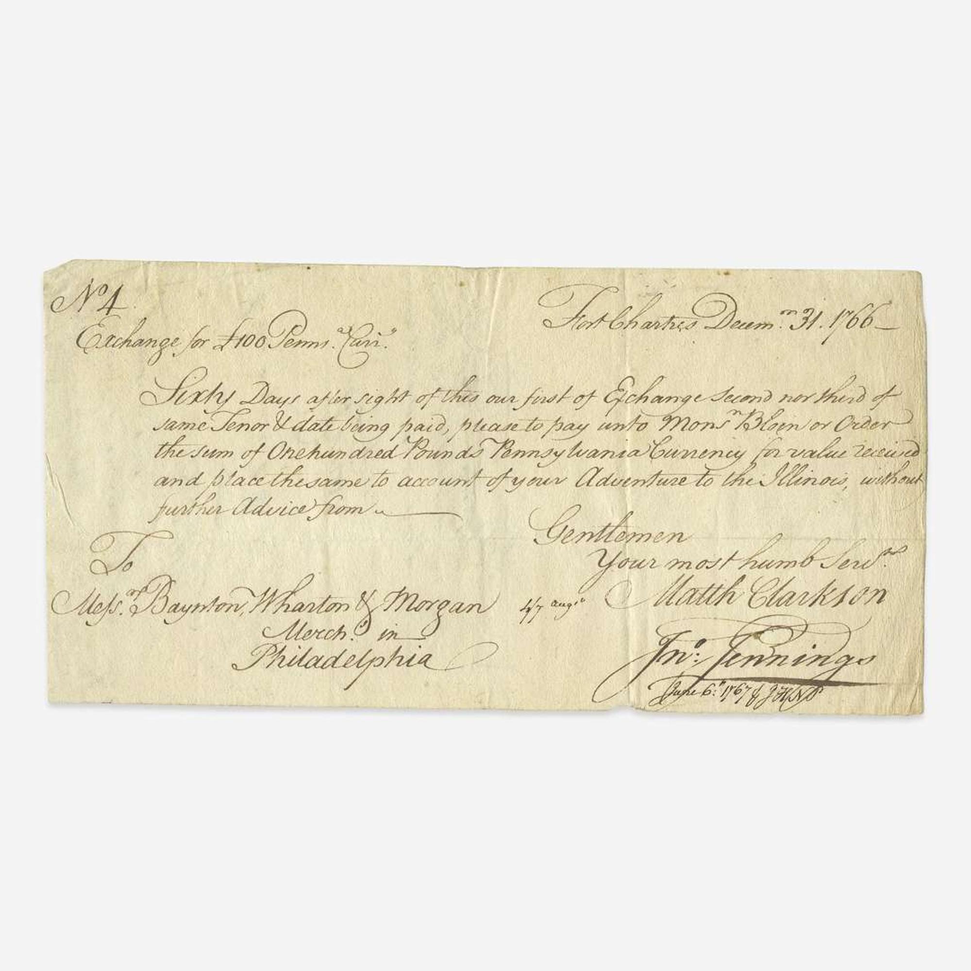 [Business & Industry] [Fort de Chartres] Manuscript Financial Document