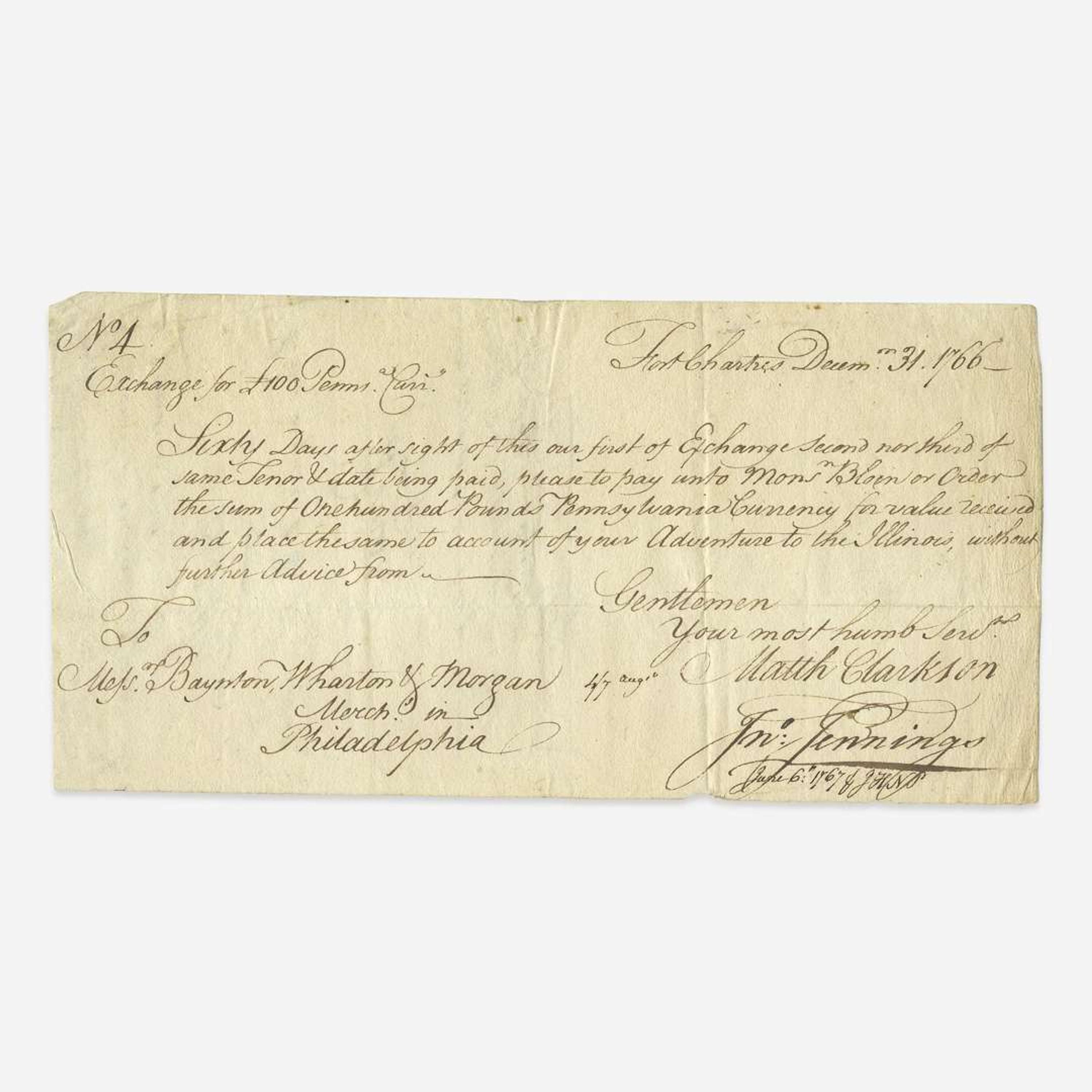 [Business & Industry] [Fort de Chartres] Manuscript Financial Document